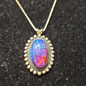 Dragon's Breath Glass Sterling Silver Pendant Necklace